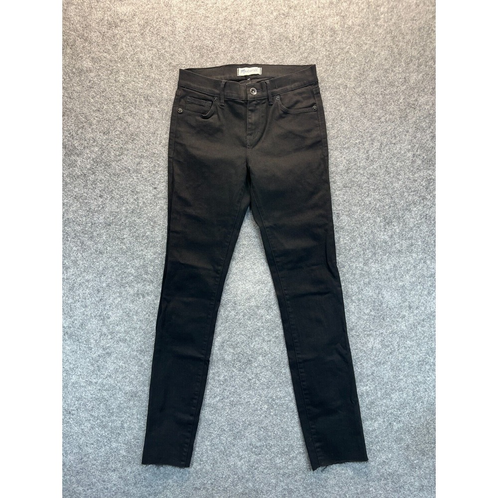 Madewell Jeans Women's 26 Skinny Black Raw Hem Stretch Mid‎ Rise Denim